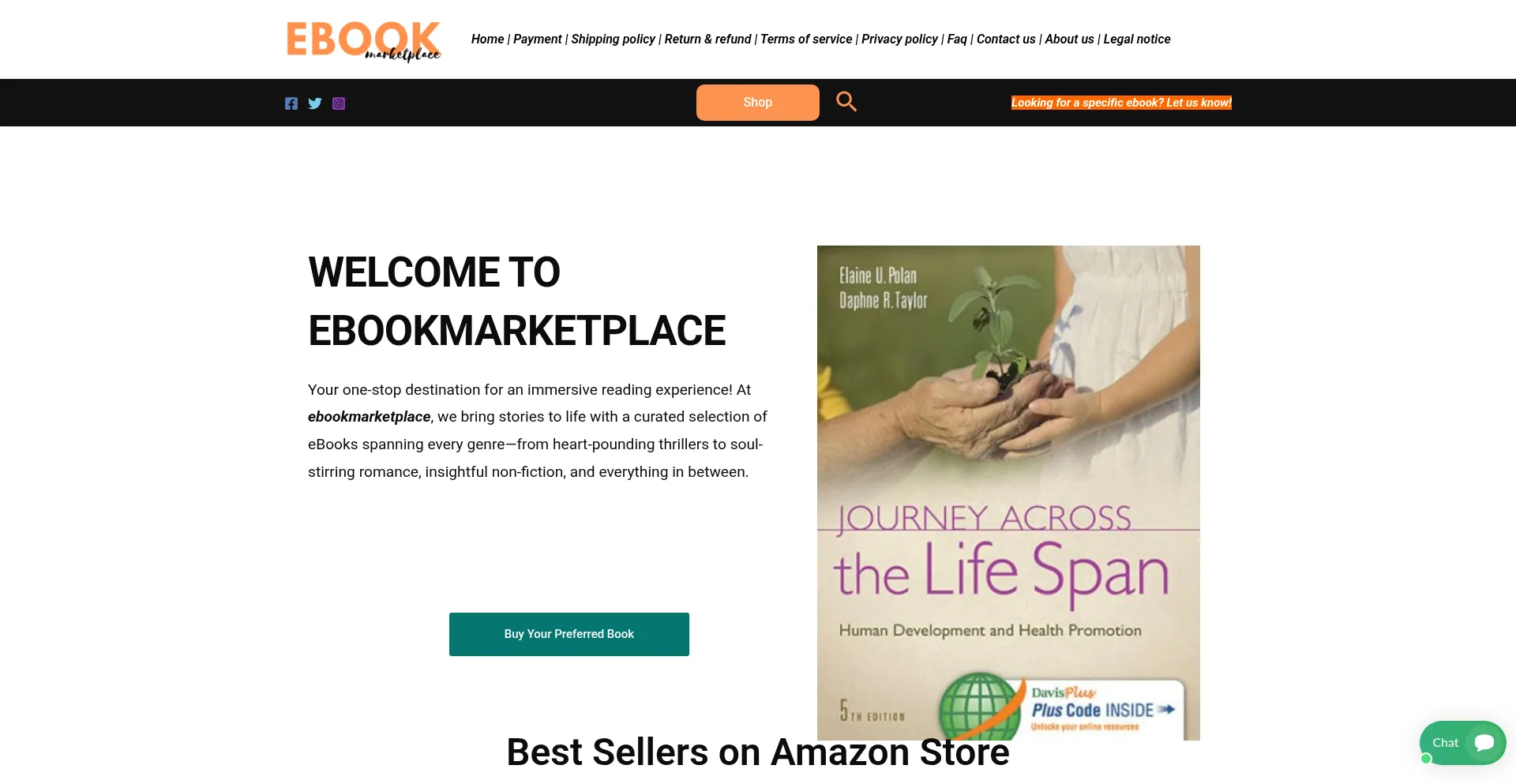 Website screenshot of Ebookmarketplace.store