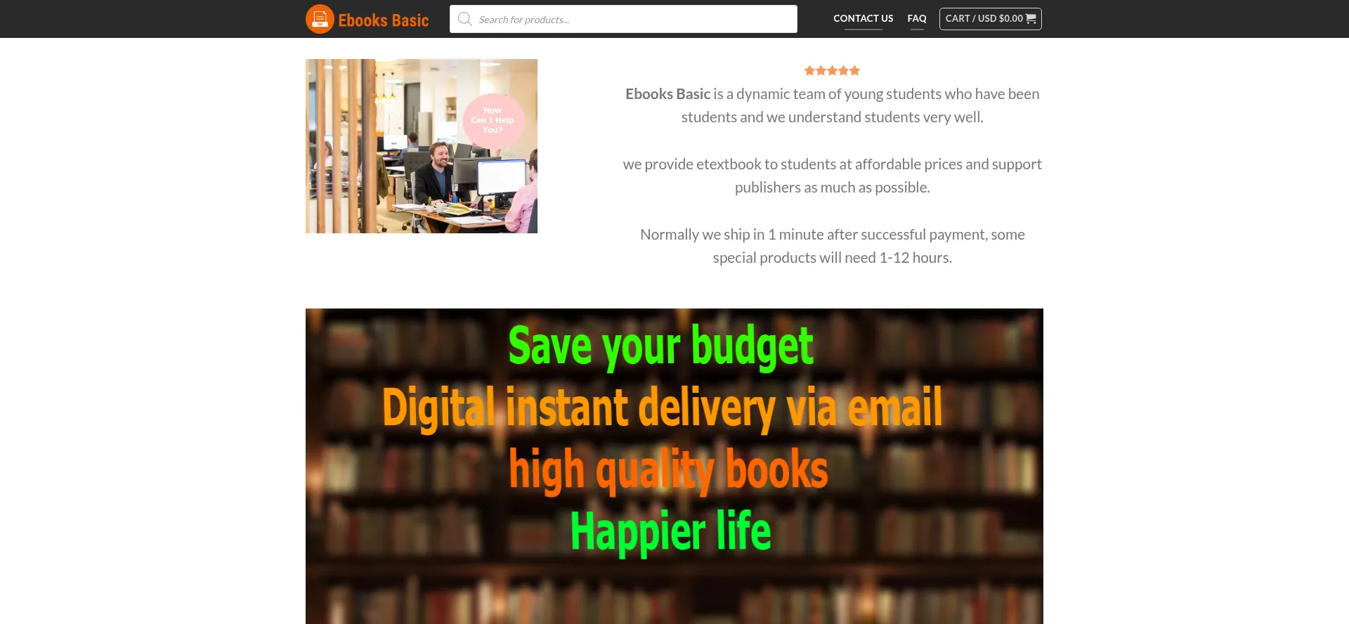 Website screenshot of Ebooksbasic.com