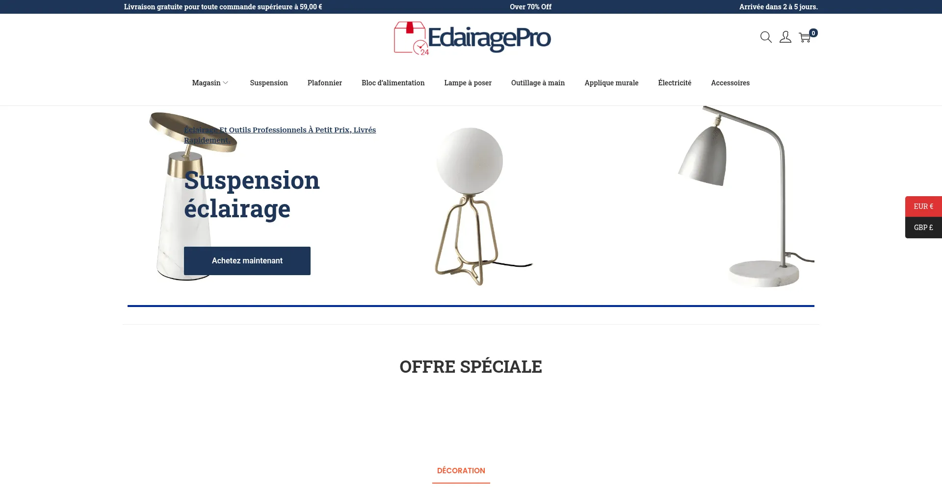 Website screenshot of Eclairagepro.com