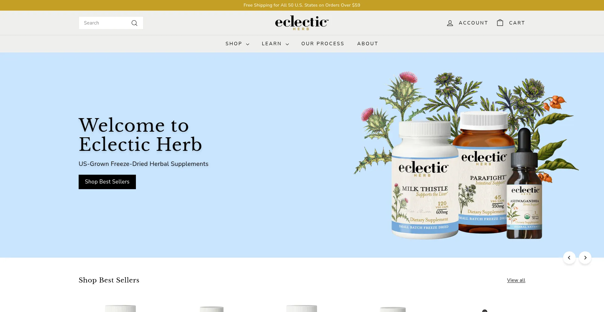 Website screenshot of Eclecticherb.com
