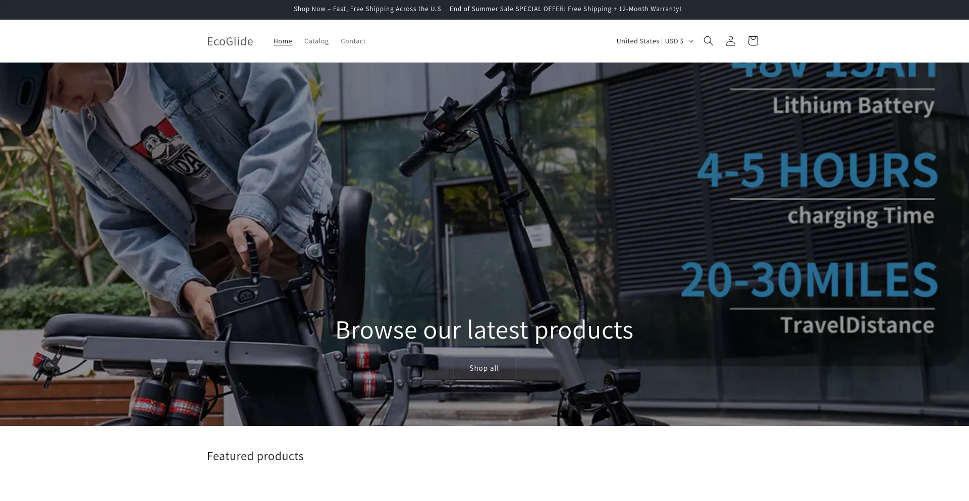 Website screenshot of Ecoglide.store