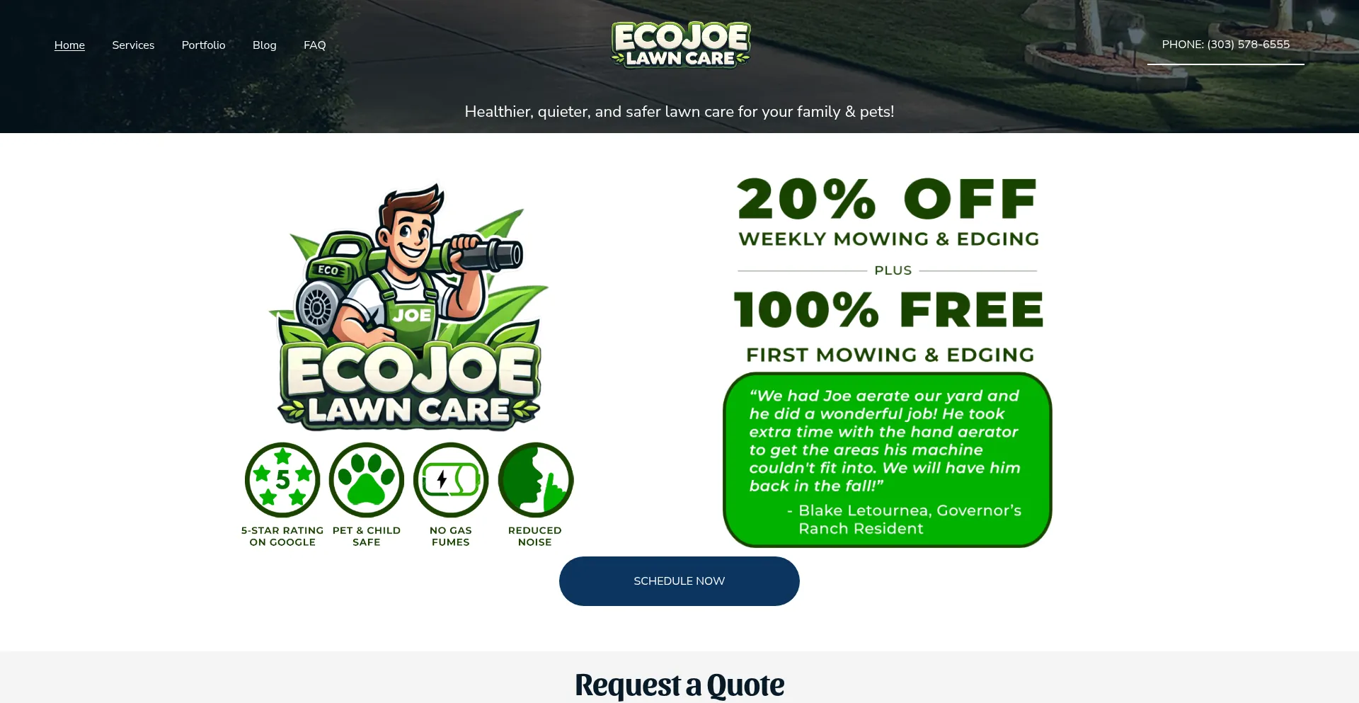 Website screenshot of Ecojoelawncare.com