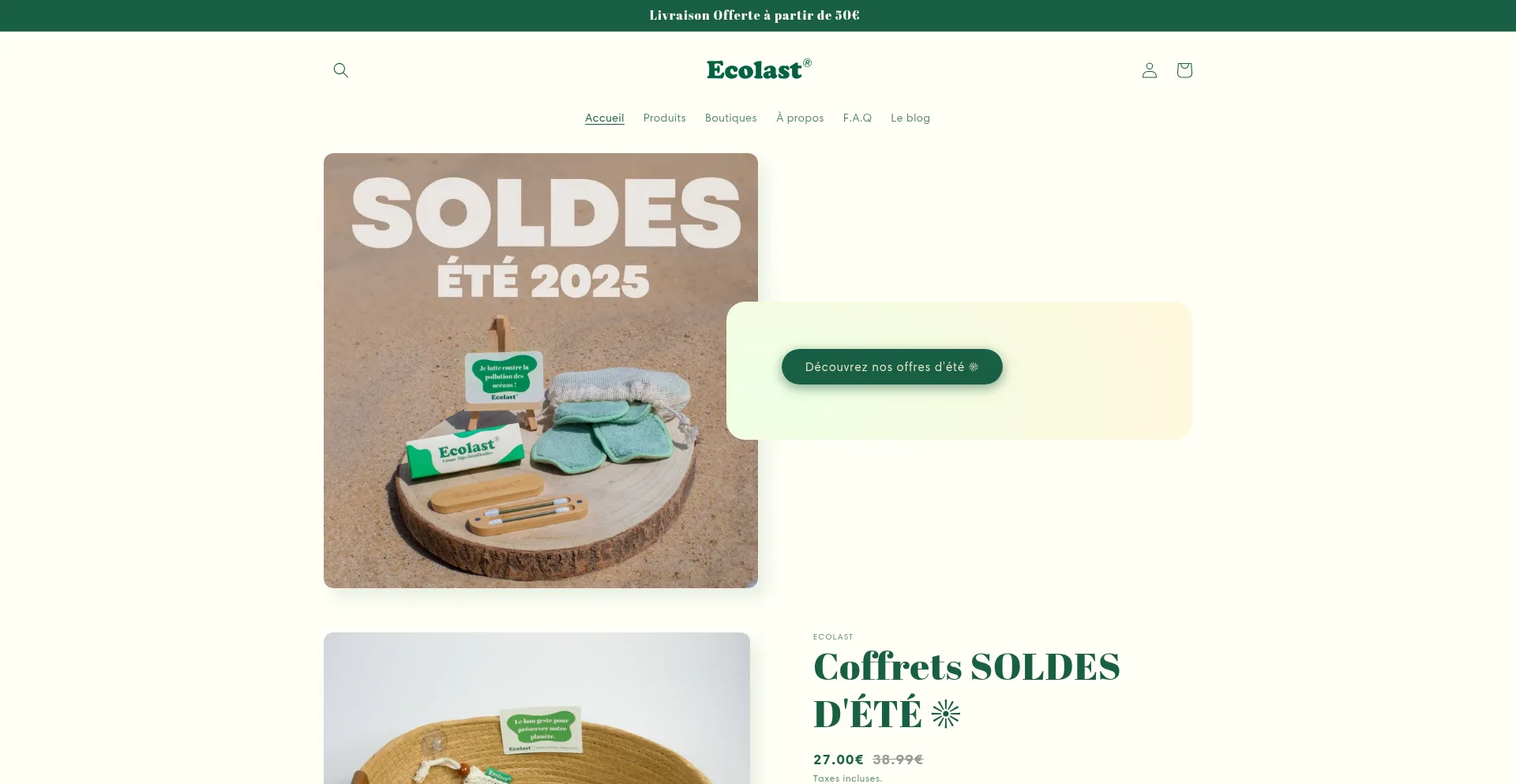 Website screenshot of Ecolast-shop.com