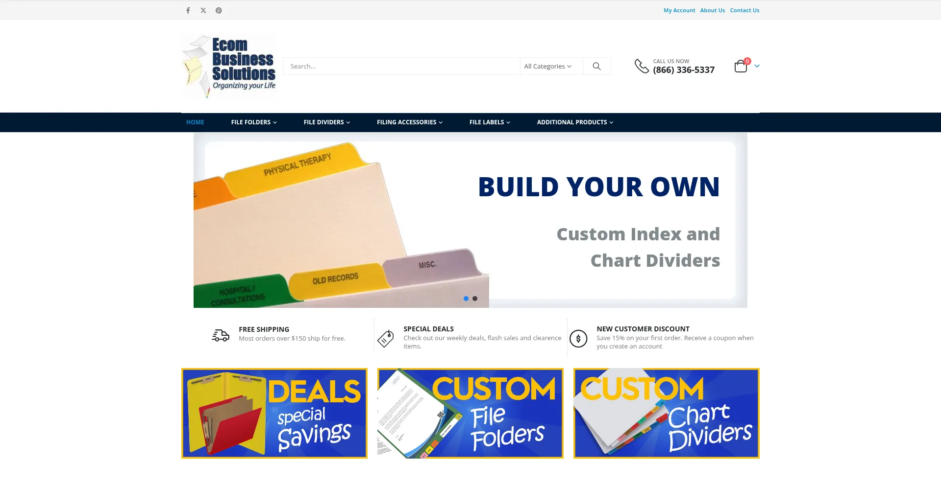Website screenshot of Ecomfolders.com