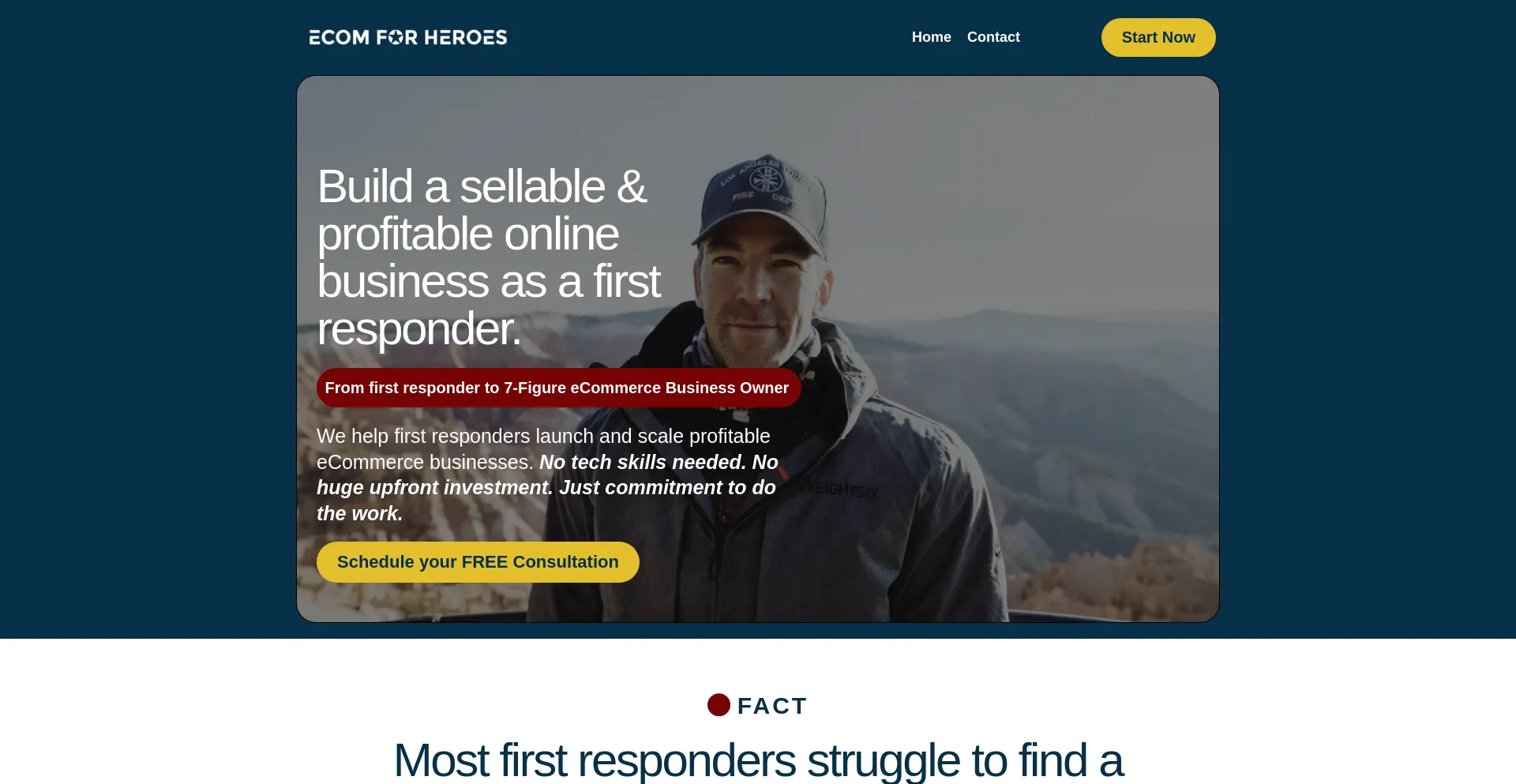 Website screenshot of Ecomforheroes.com