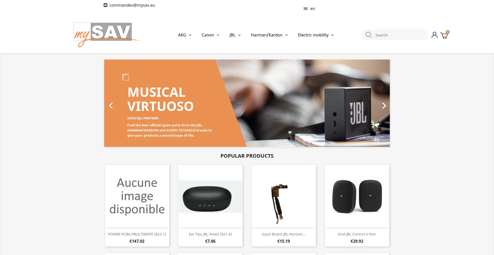 Website screenshot of Ecommerce.mysav.eu