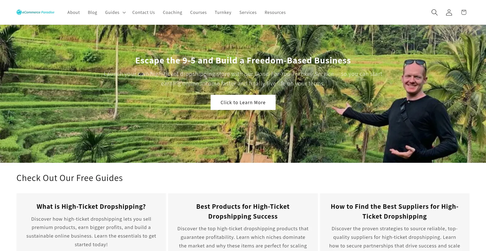 Website screenshot of Ecommerceparadise.com