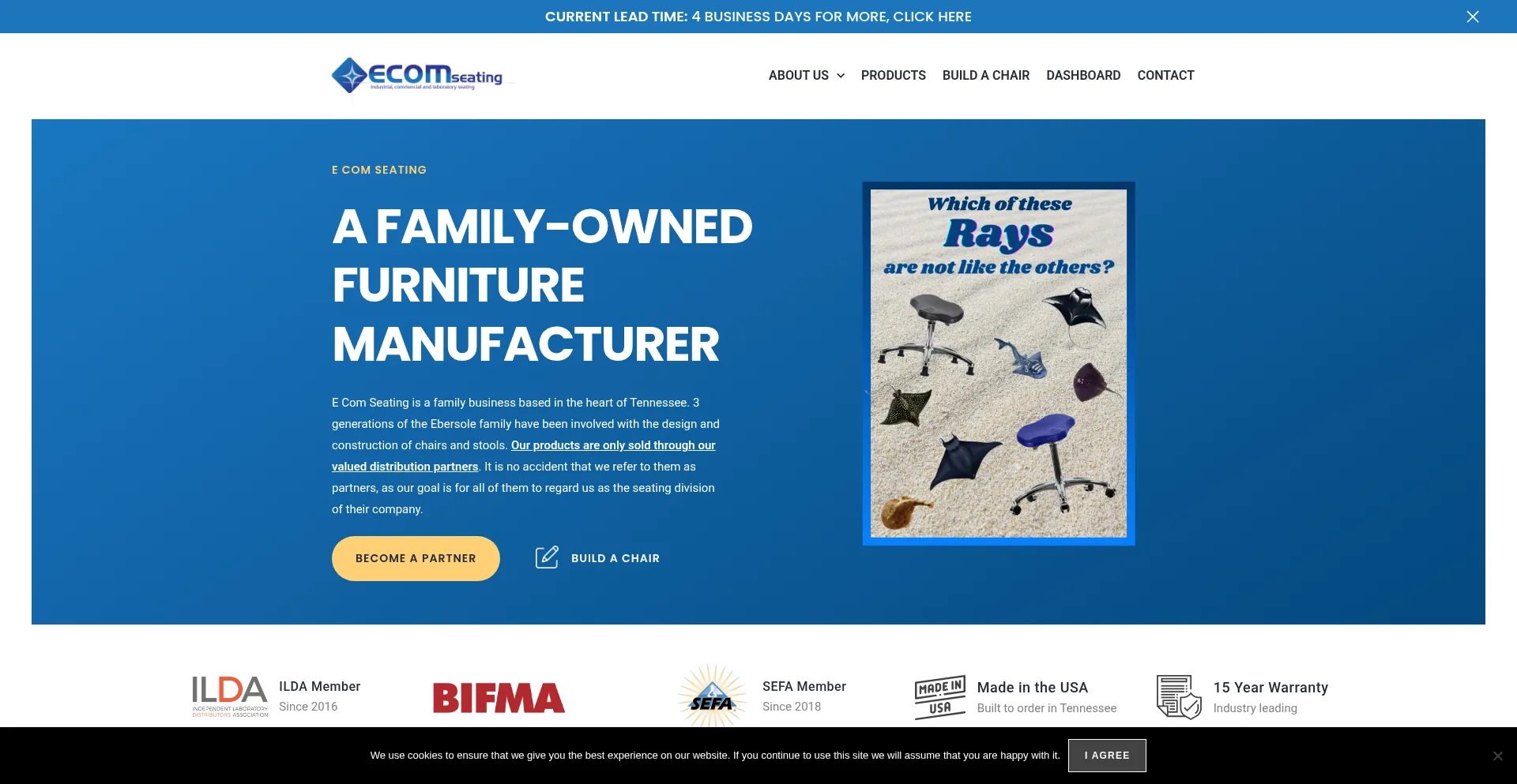 Website screenshot of Ecomseating.com