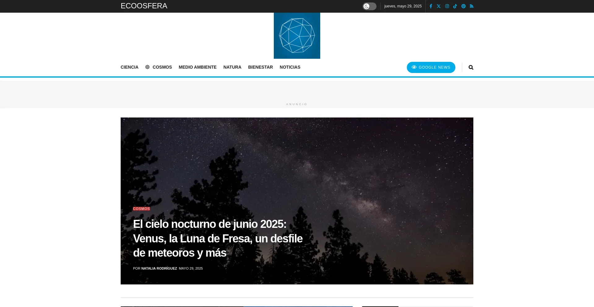 Website screenshot of Ecoosfera.com