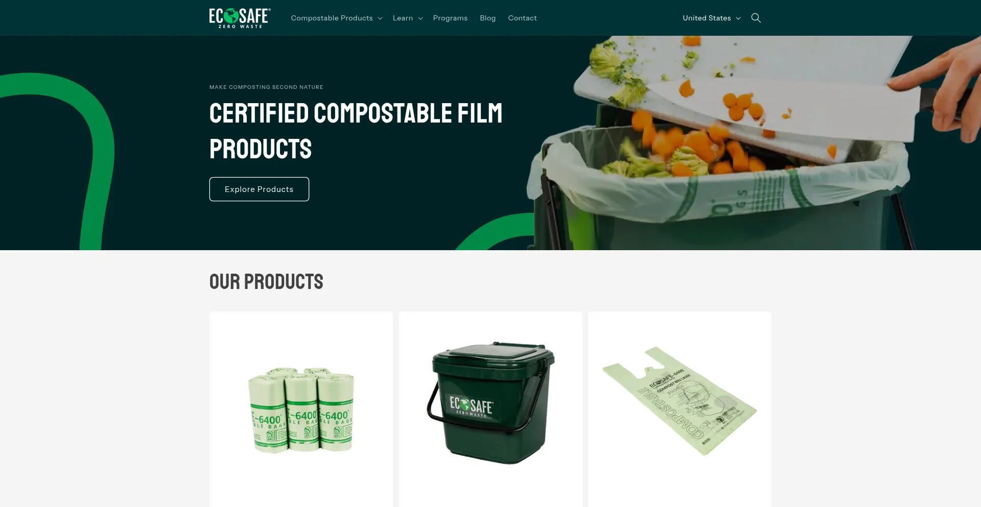 Website screenshot of Ecosafe.green