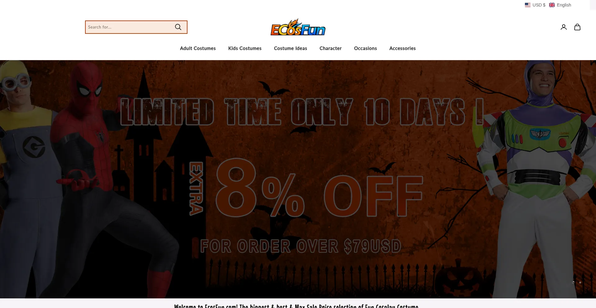 Website screenshot of Ecosfun.com
