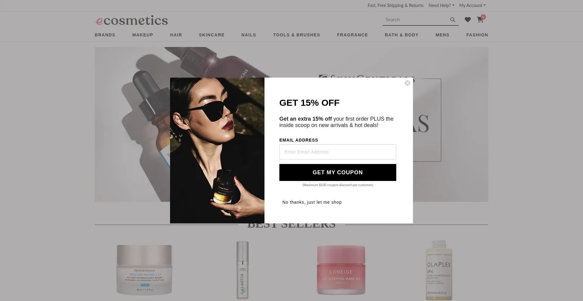 Website screenshot of Ecosmetics.com