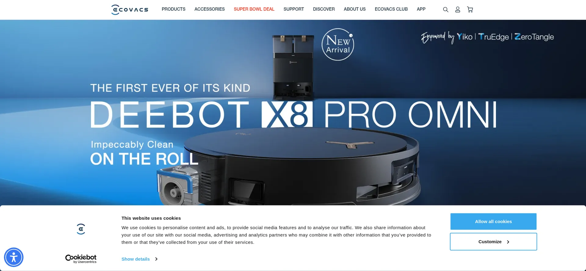 Website screenshot of Ecovacs.com