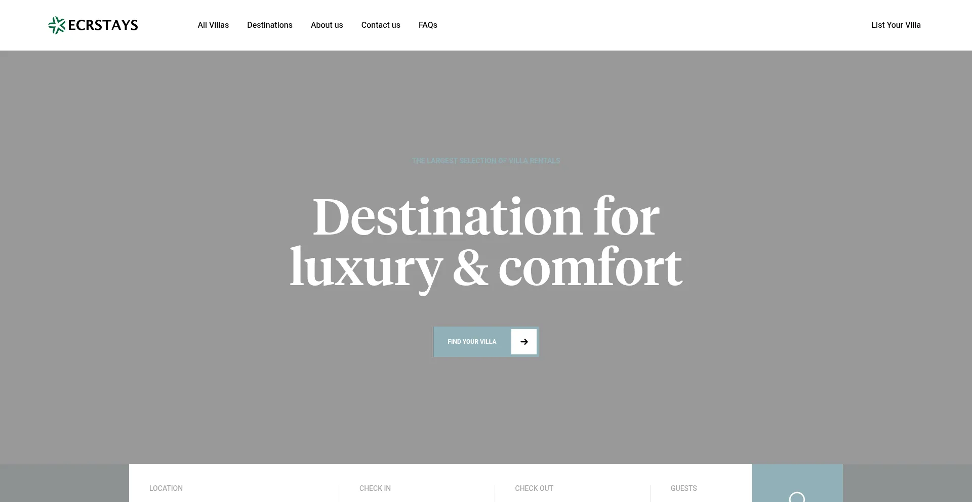Website screenshot of Ecrstays.com