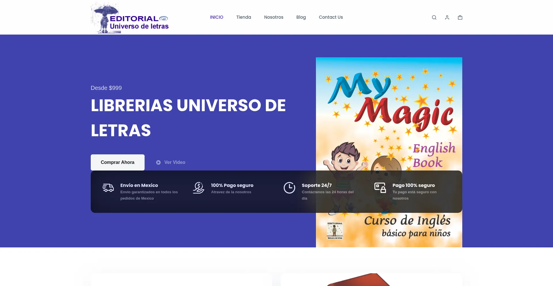 Website screenshot of Editorialuniversodeletras.com