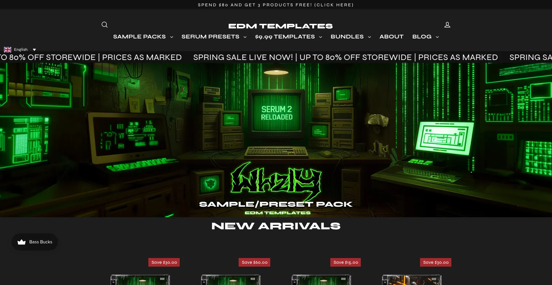 Website screenshot of Edmtemplates.net