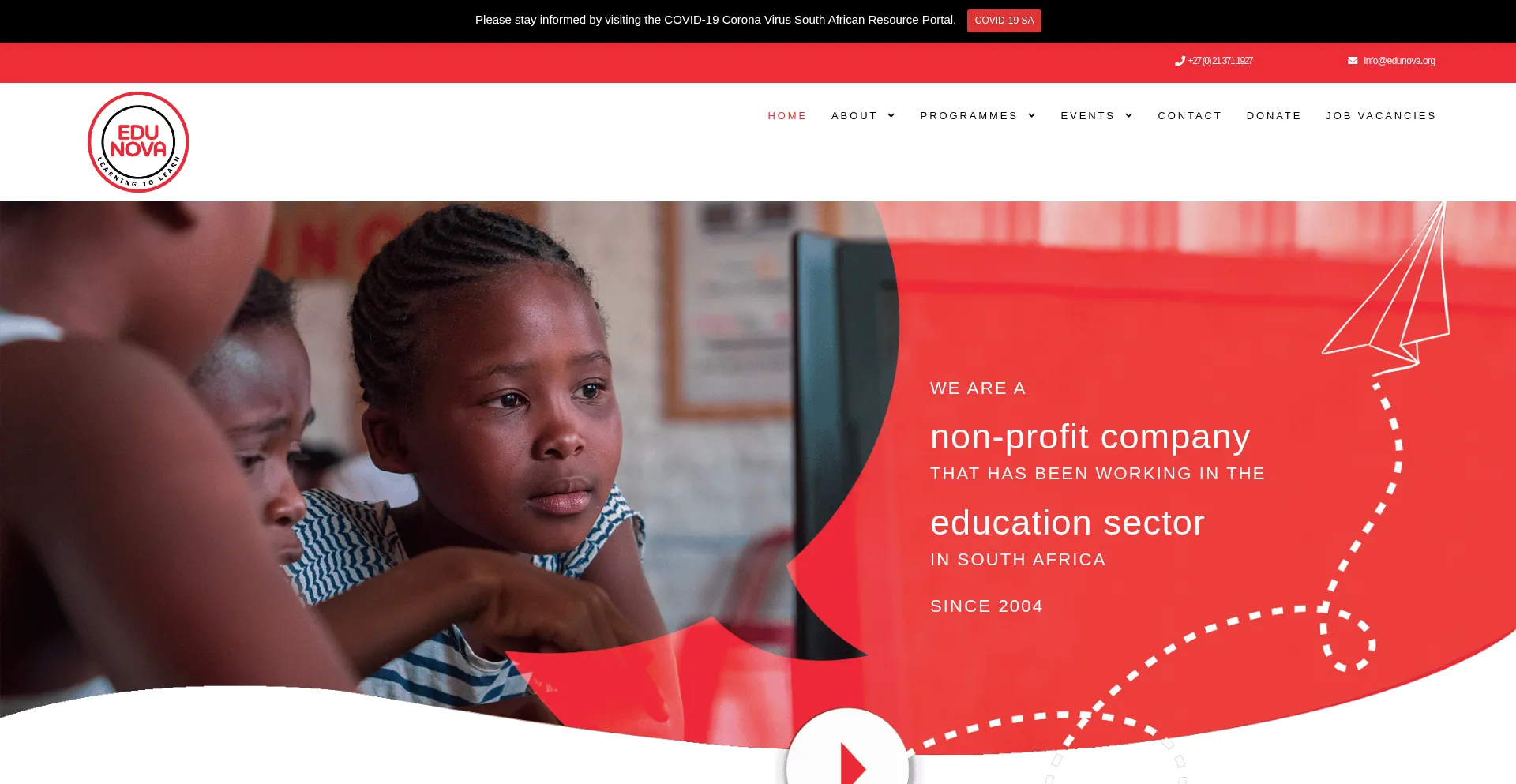 Website screenshot of Edunova.org