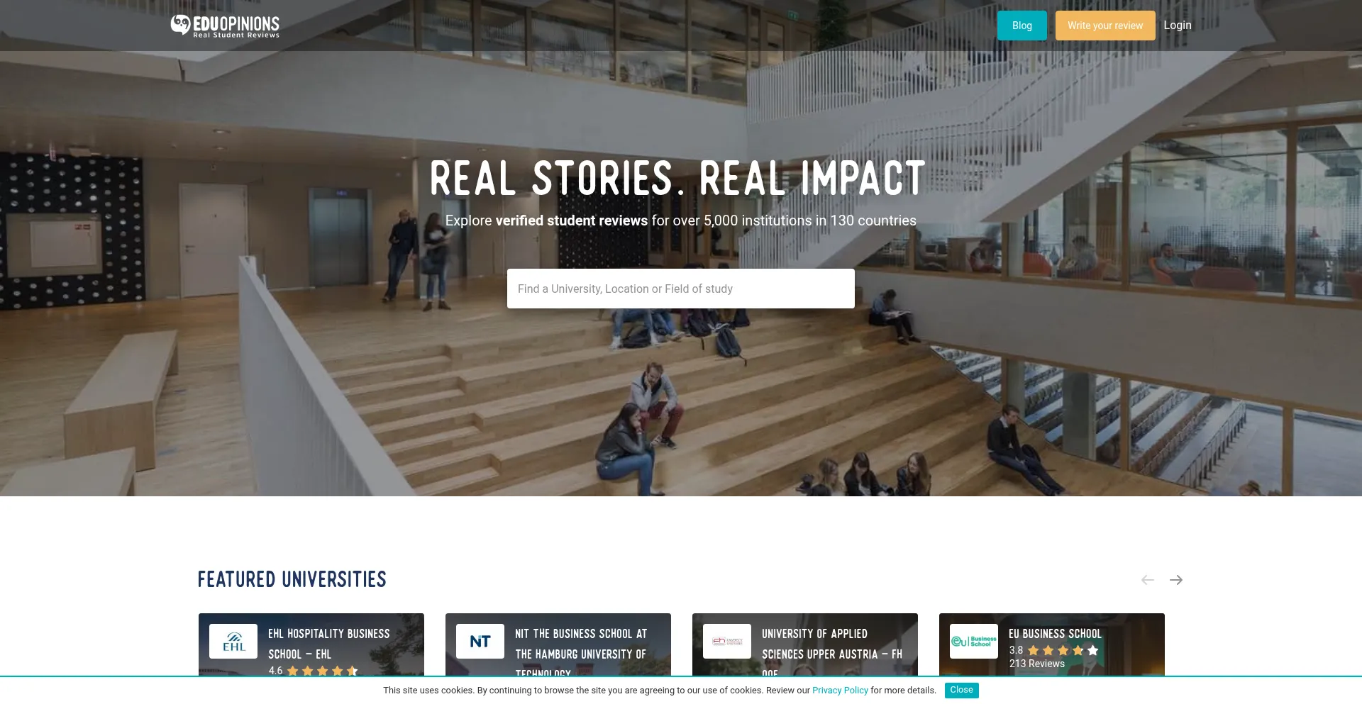 Website screenshot of Eduopinions.com