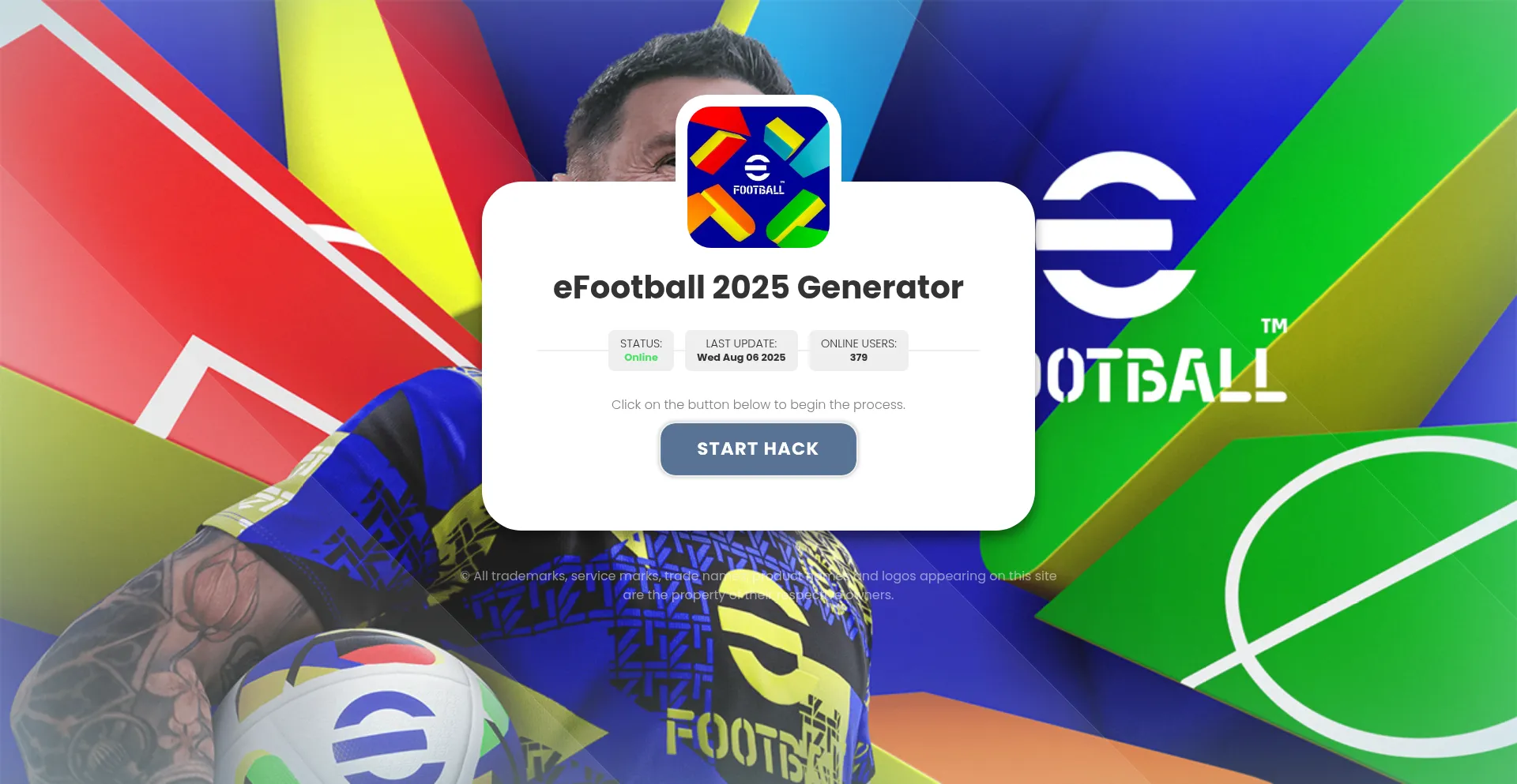 Website screenshot of Efootball25.online