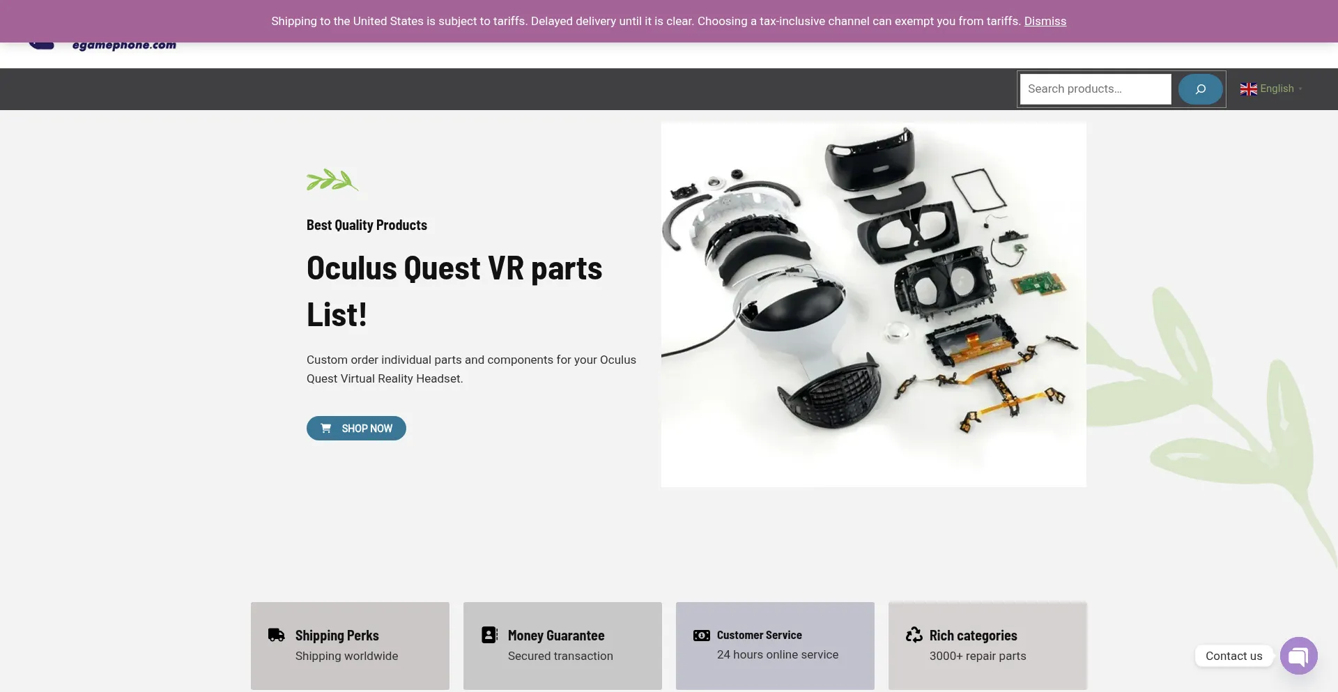 Website screenshot of Egamephone.com