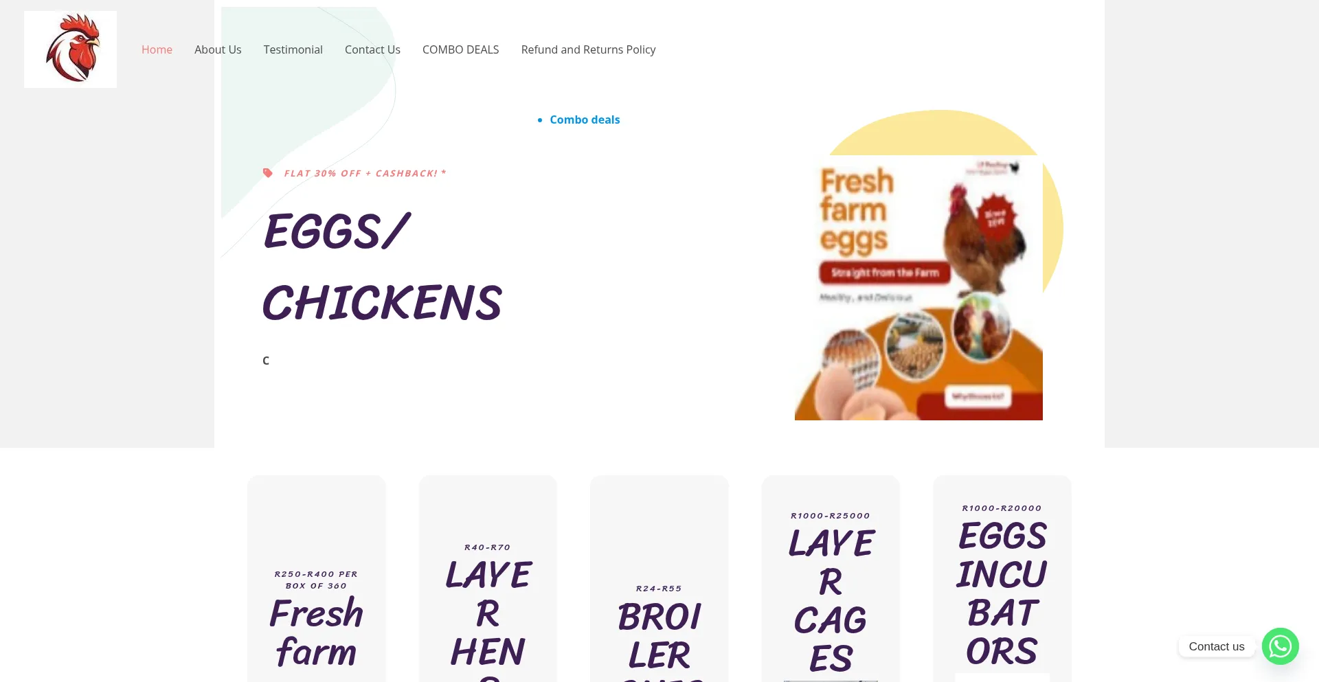 Website screenshot of Eggssforsale.co.za