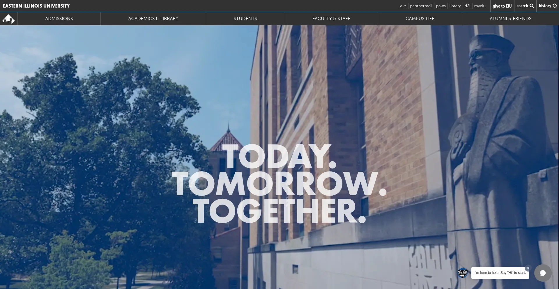 Website screenshot of Eiu.edu
