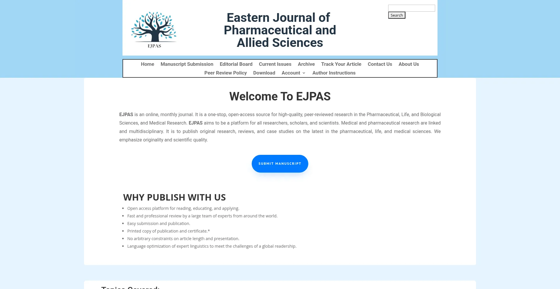 Website screenshot of Ejpas.com