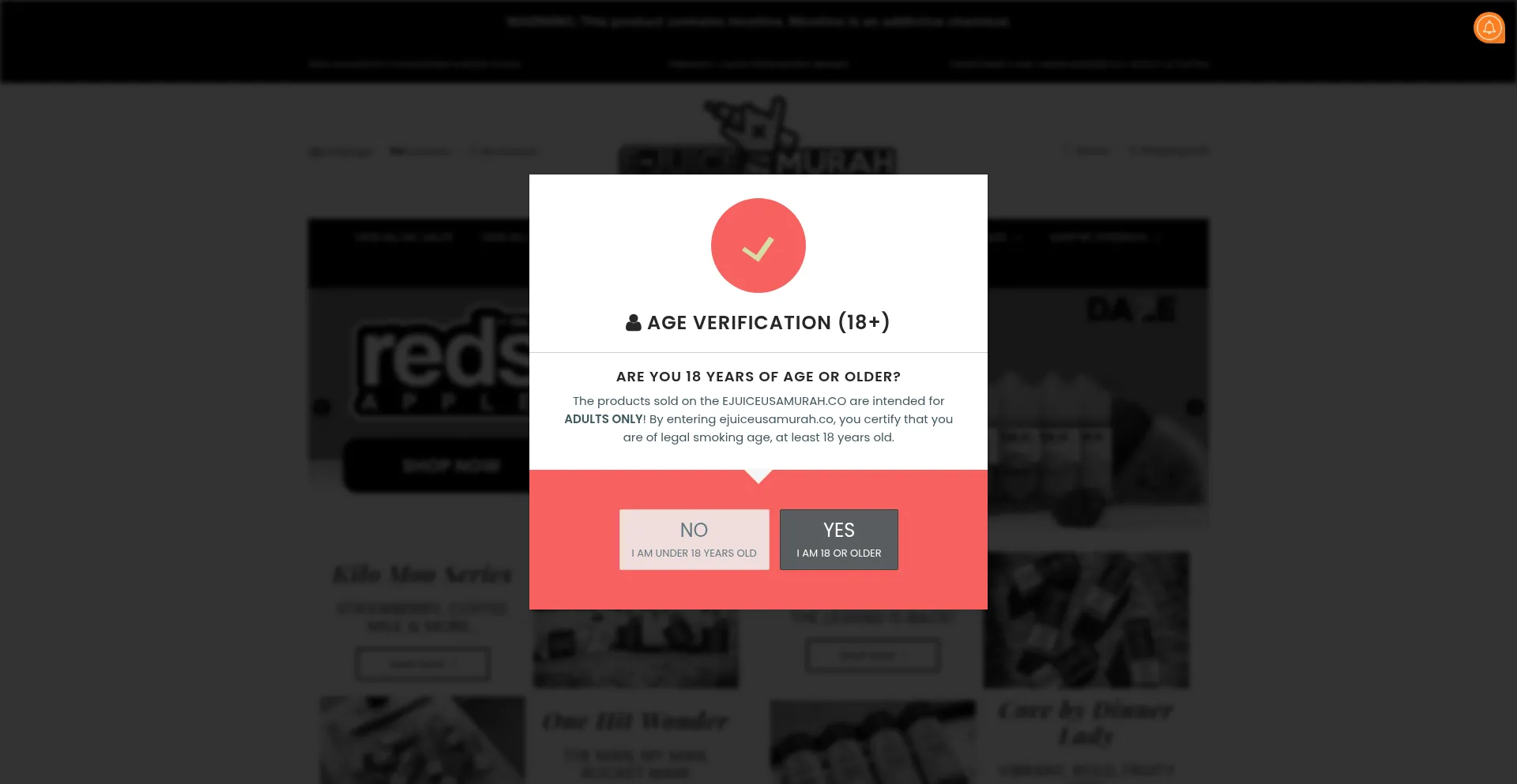Website screenshot of Ejuiceusamurah.co