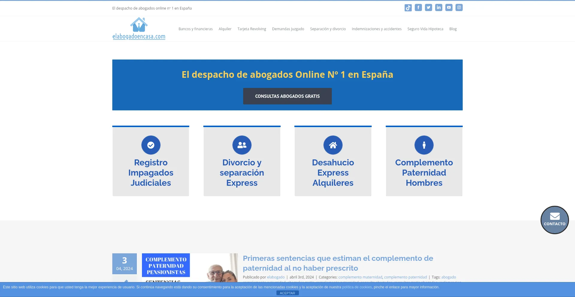Website screenshot of Elabogadoencasa.com