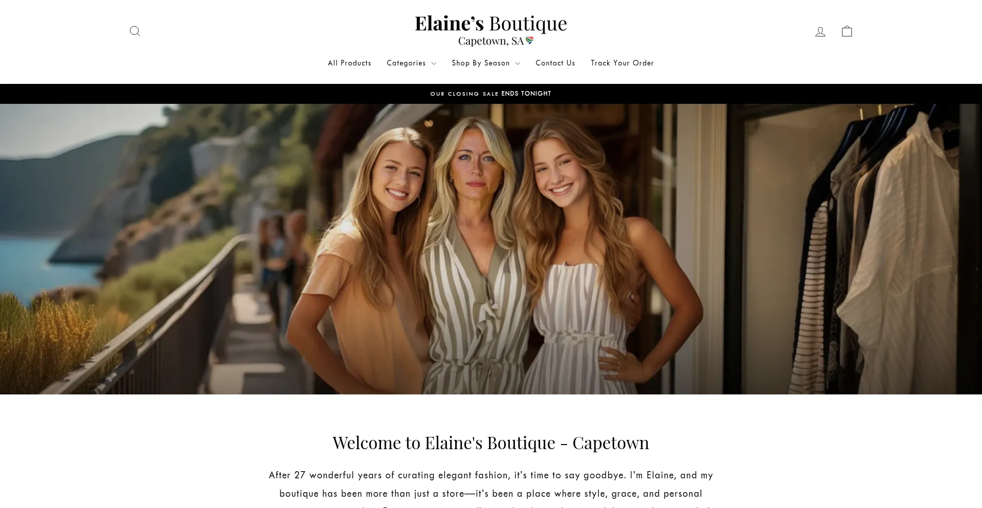Website screenshot of Elainesboutique-capetown.co.za