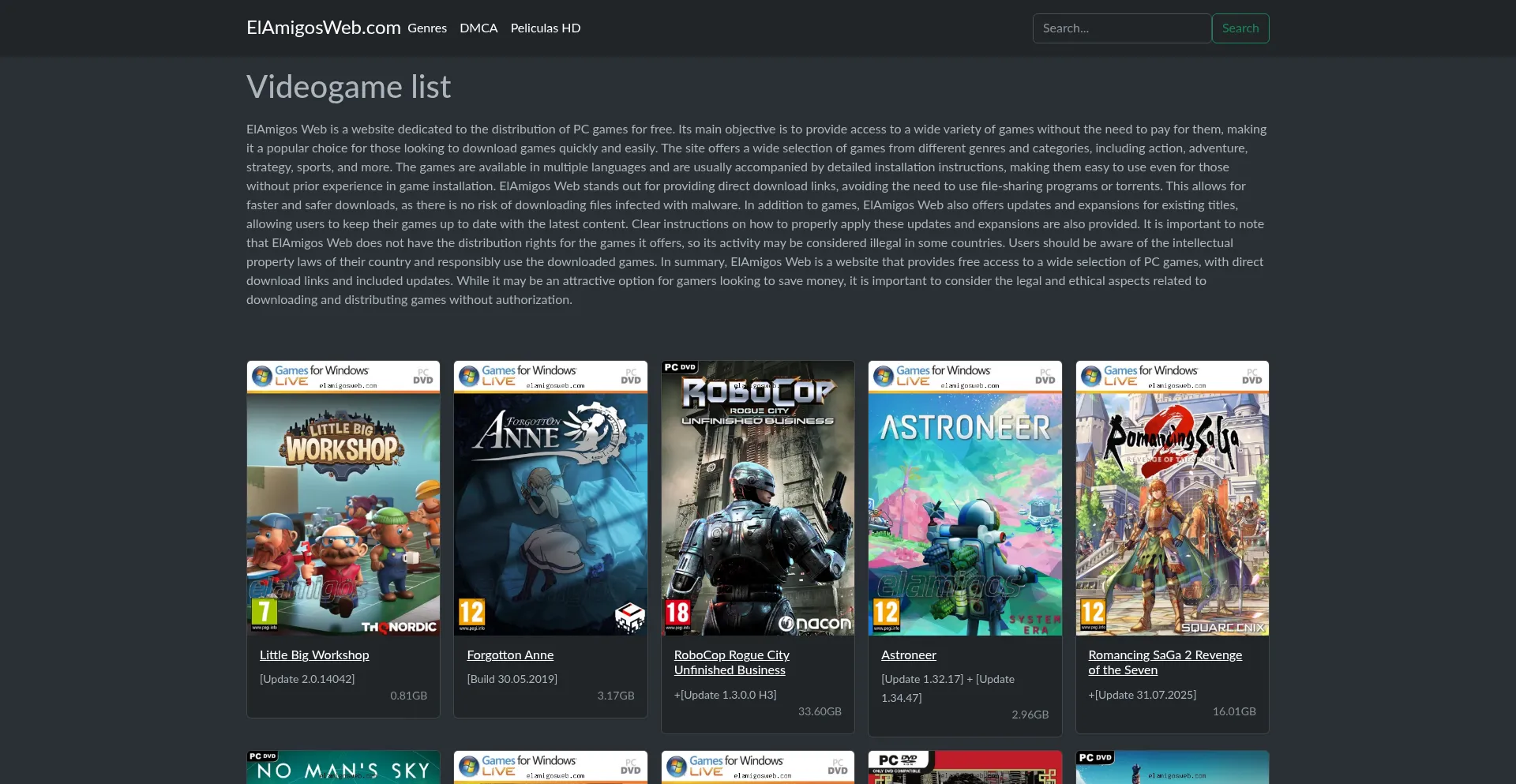 Website screenshot of Elamigosweb.com