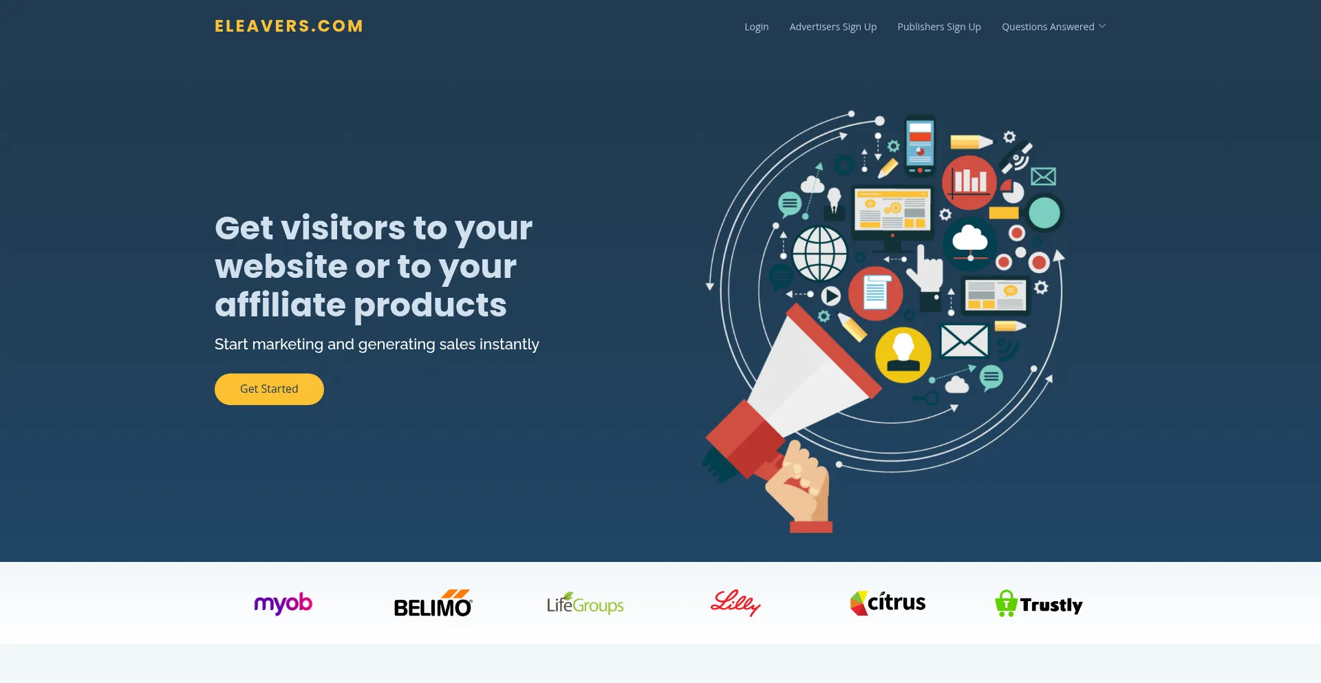 Website screenshot of Eleavers.com