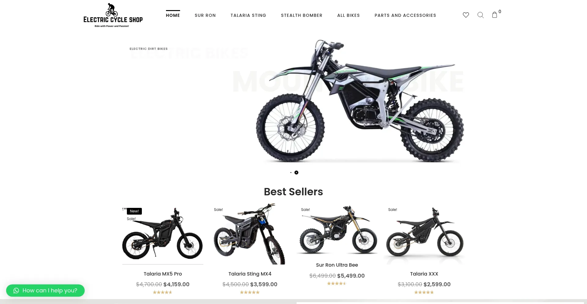 Website screenshot of Electricycleshop.com