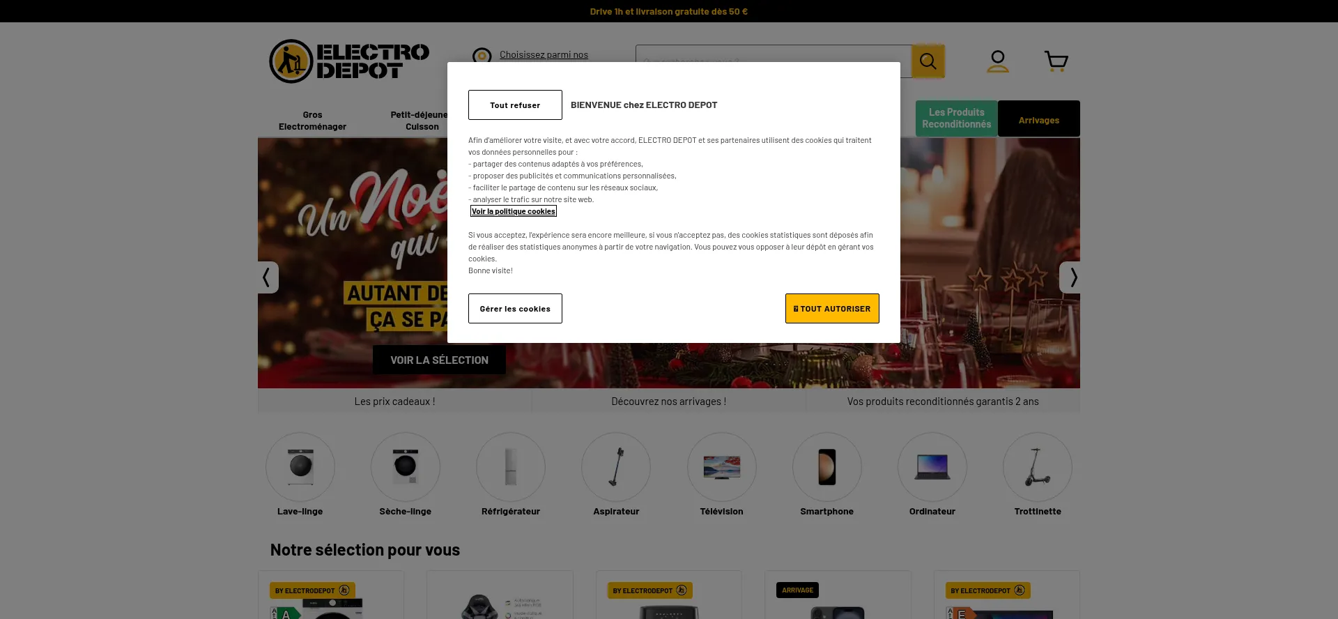 Website screenshot of Electrodepot.fr