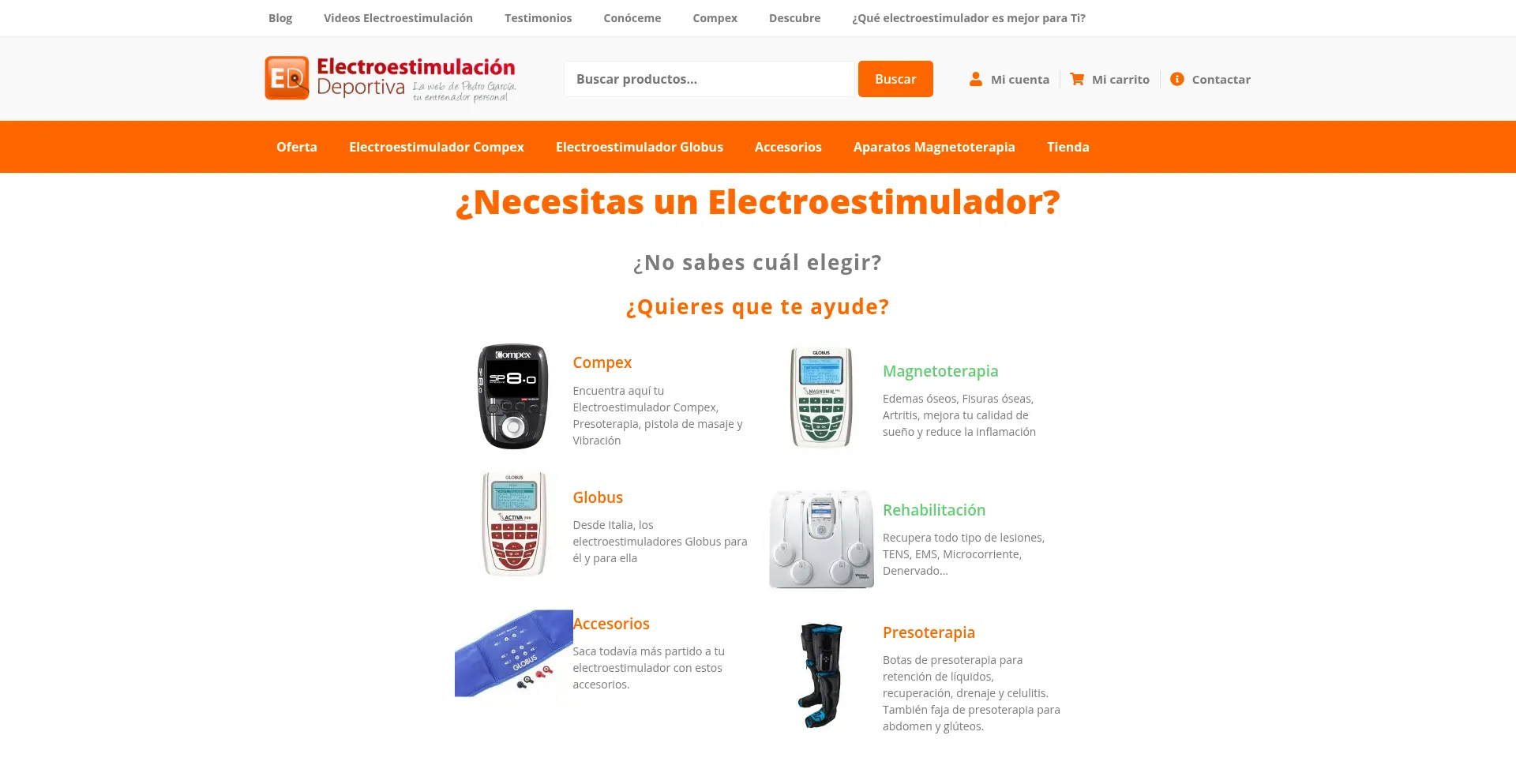 Website screenshot of Electroestimulaciondeportiva.com