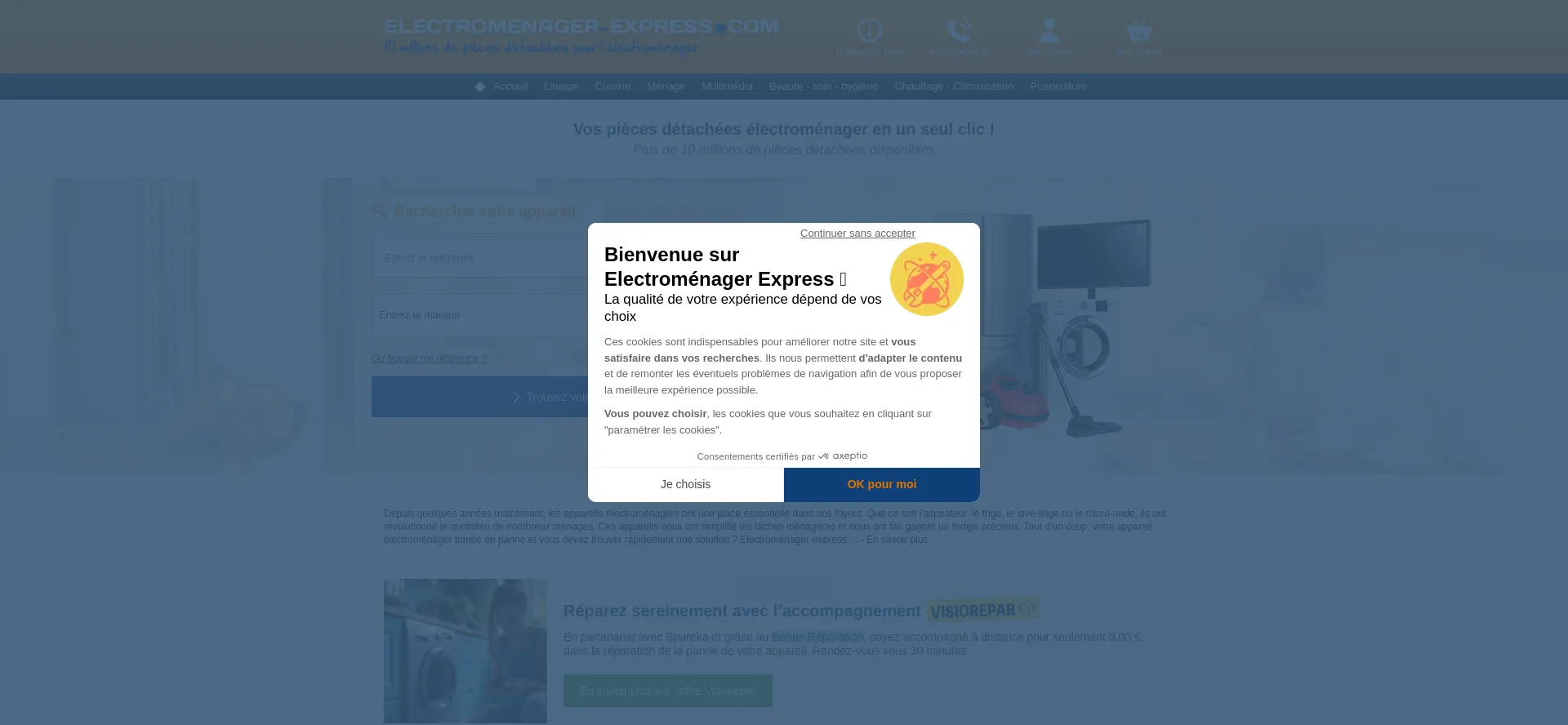 Website screenshot of Electromenager-express.com