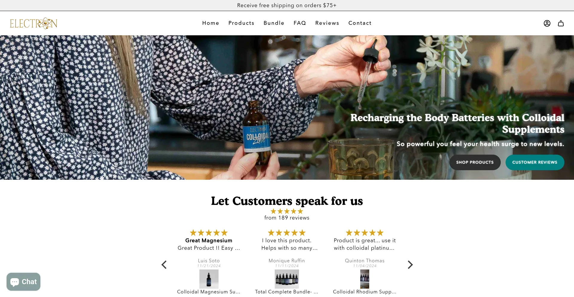 Website screenshot of Electroncolloidal.com