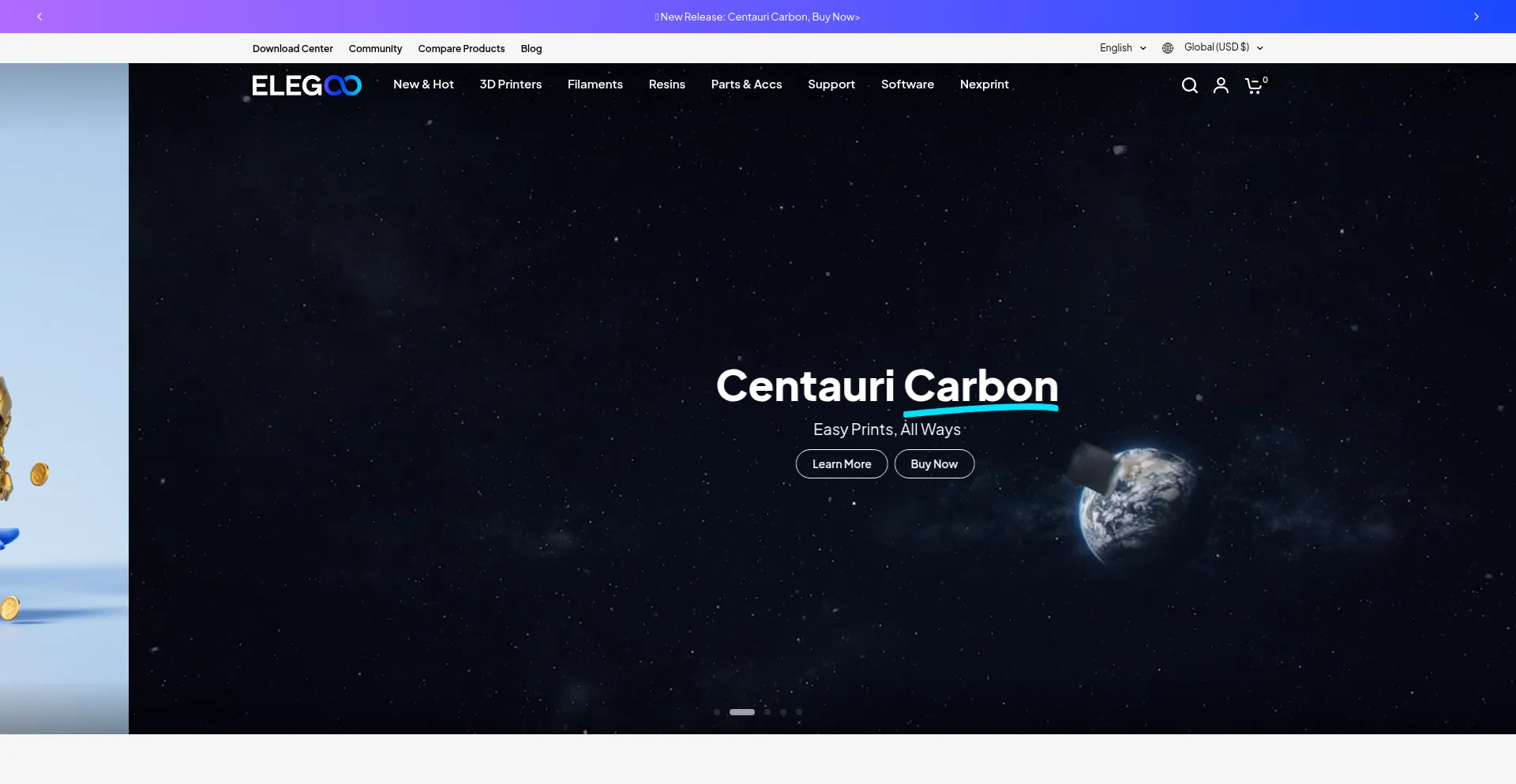 Website screenshot of Elegoo.com