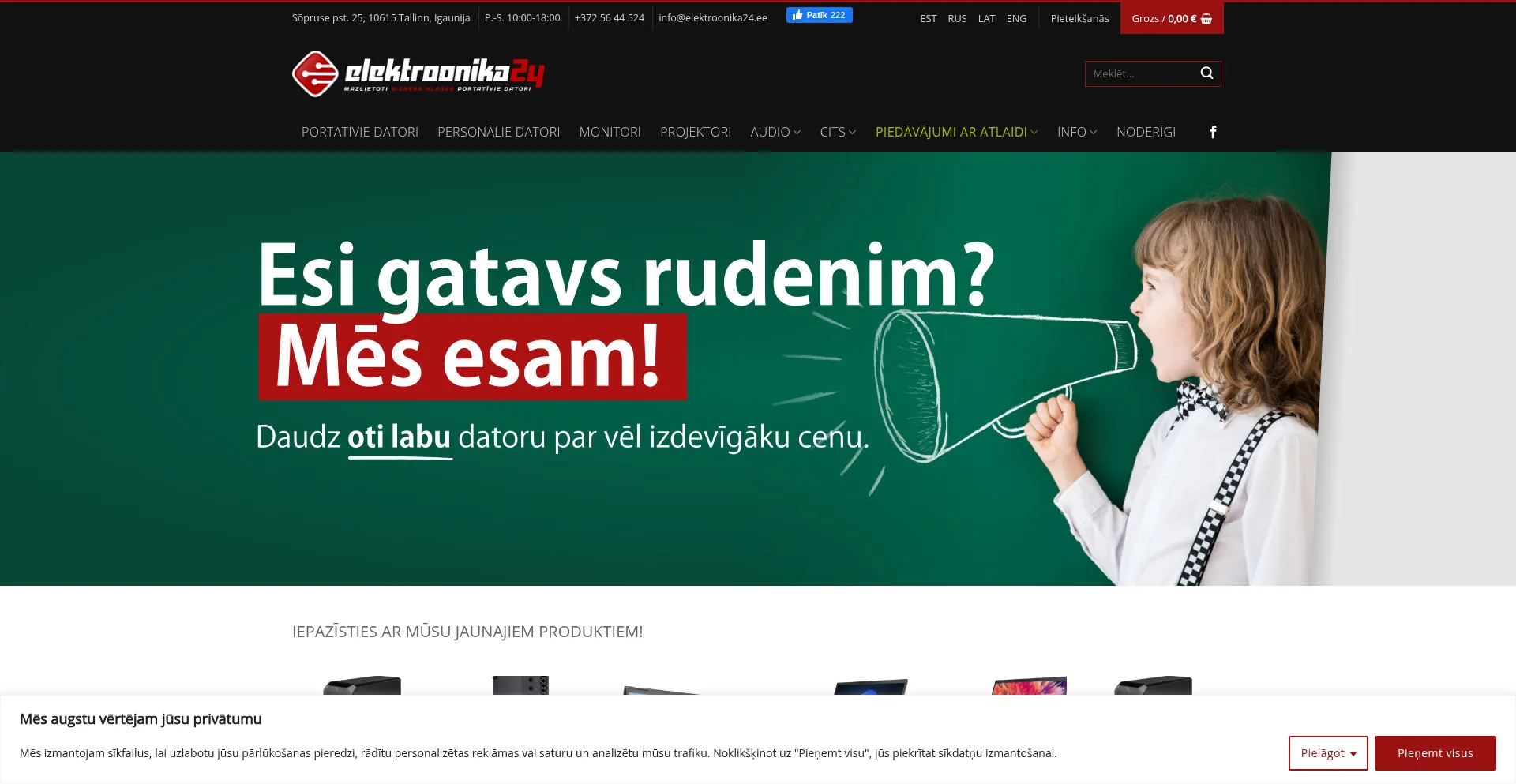 Website screenshot of Elektroonika24.lv