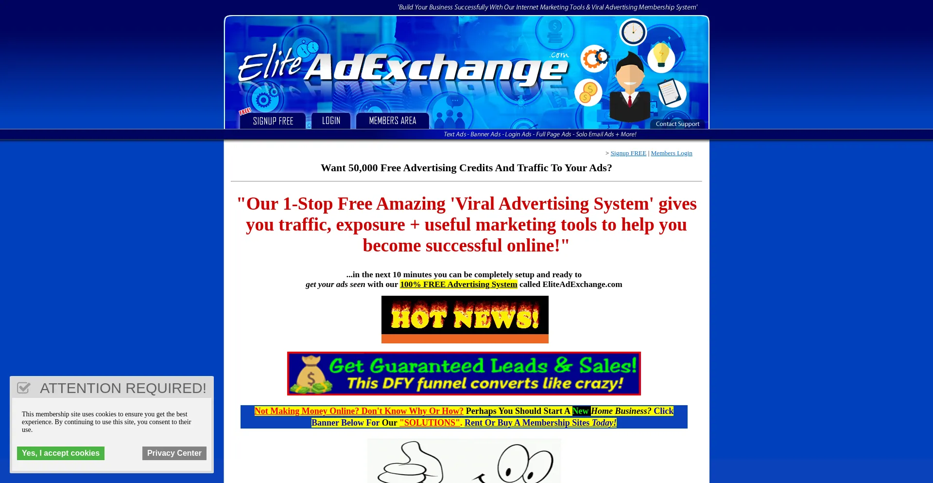 Website screenshot of Eliteadexchange.com