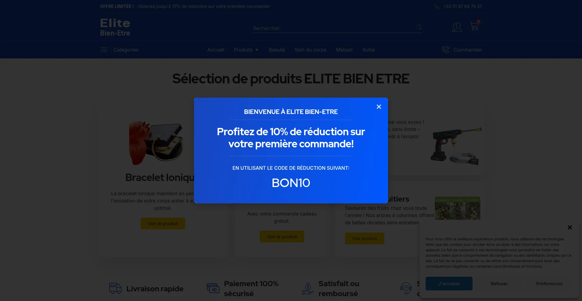 Website screenshot of Elitebienetre.fr