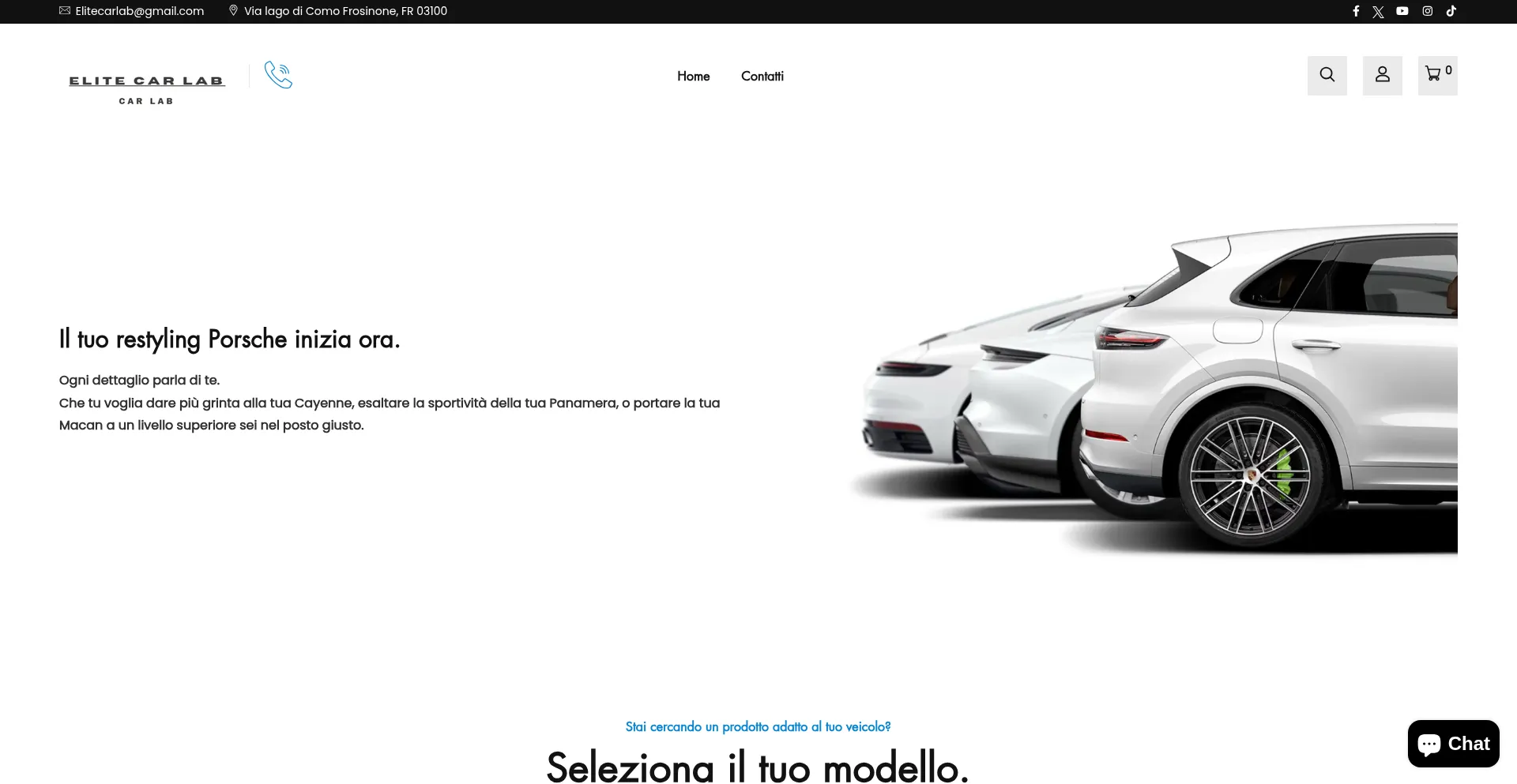 Website screenshot of Elitecarlab.myshopify.com