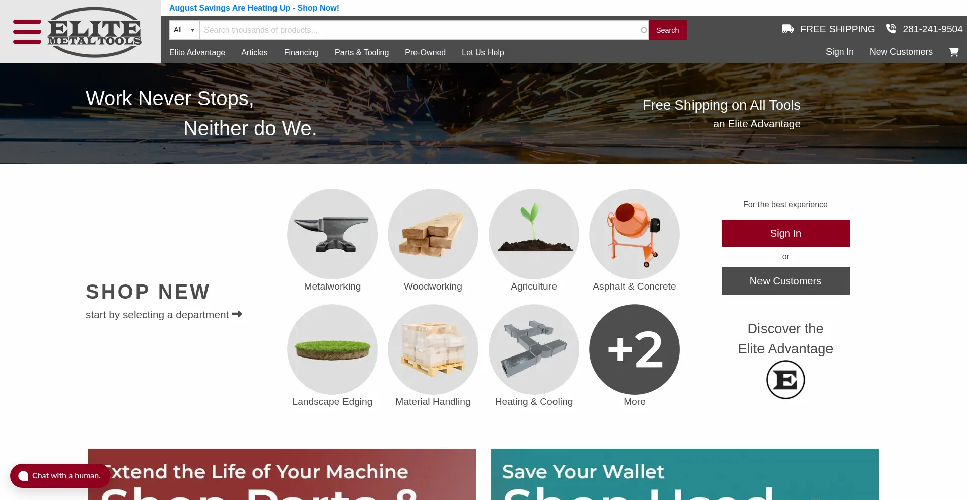 Website screenshot of Elitemetaltools.com