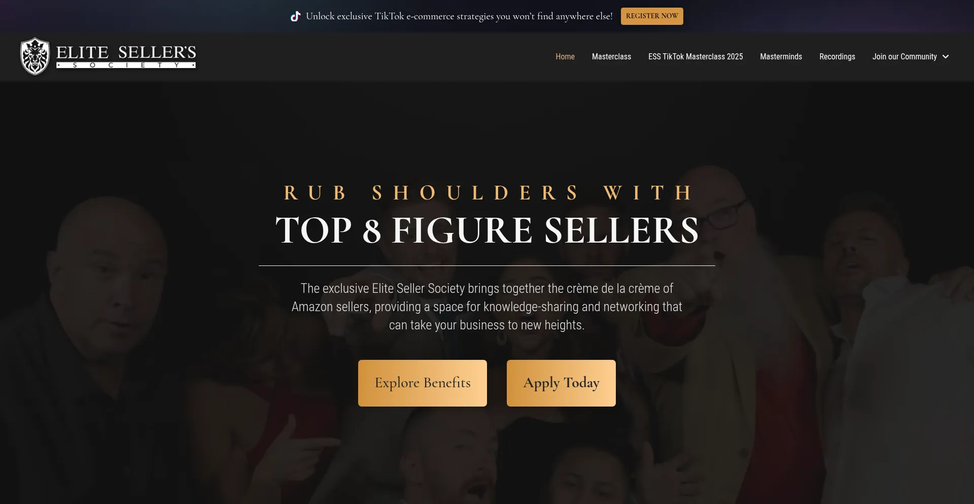 Website screenshot of Elitesellersociety.com