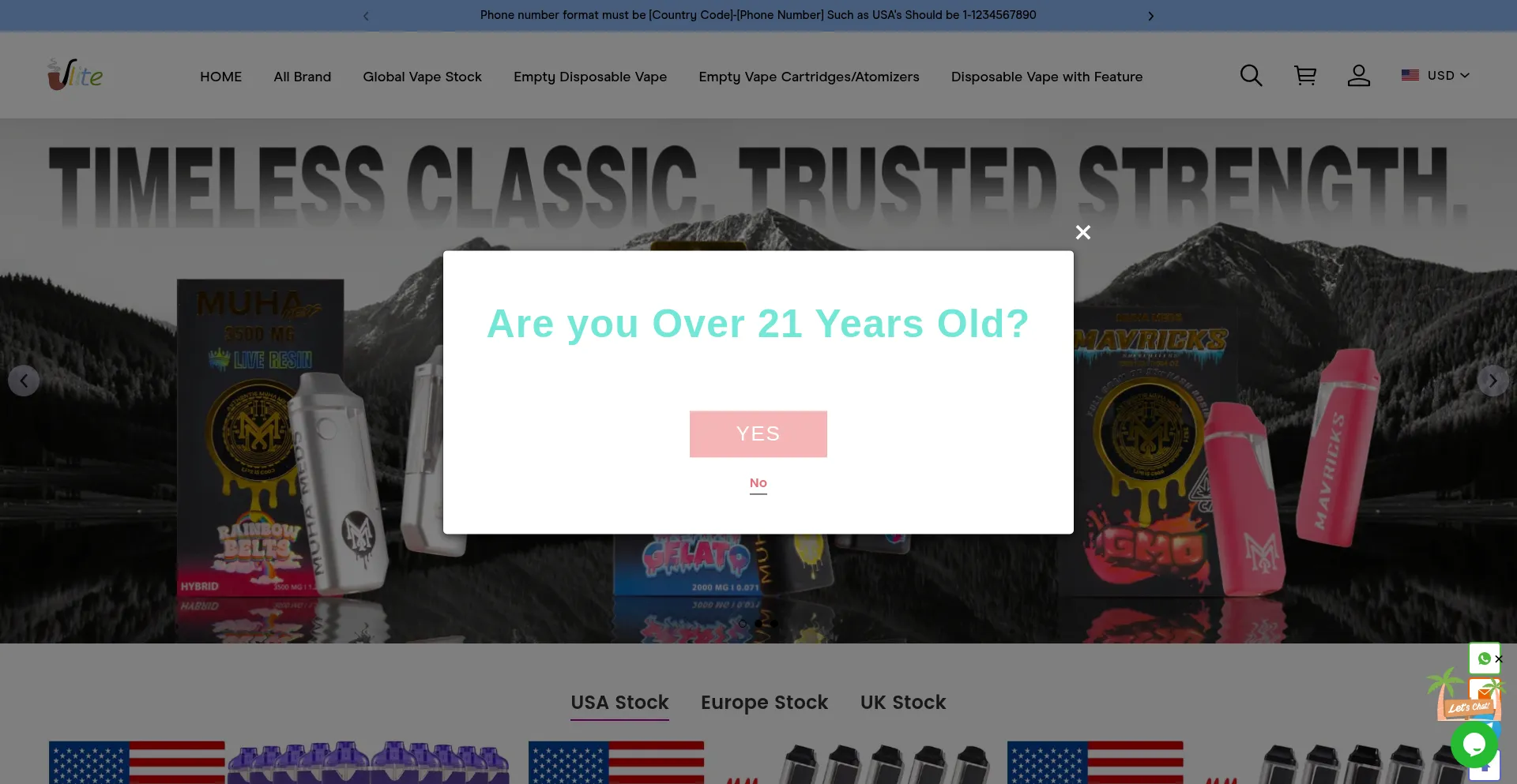 Website screenshot of Elitevapeton.com
