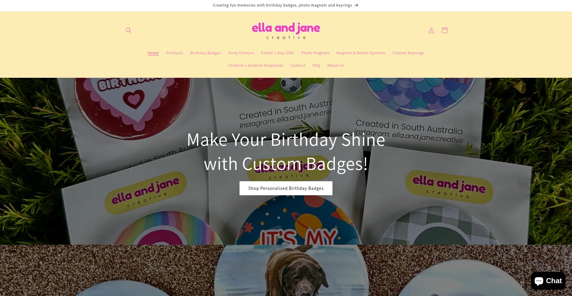 Website screenshot of Ellaandjane.com.au