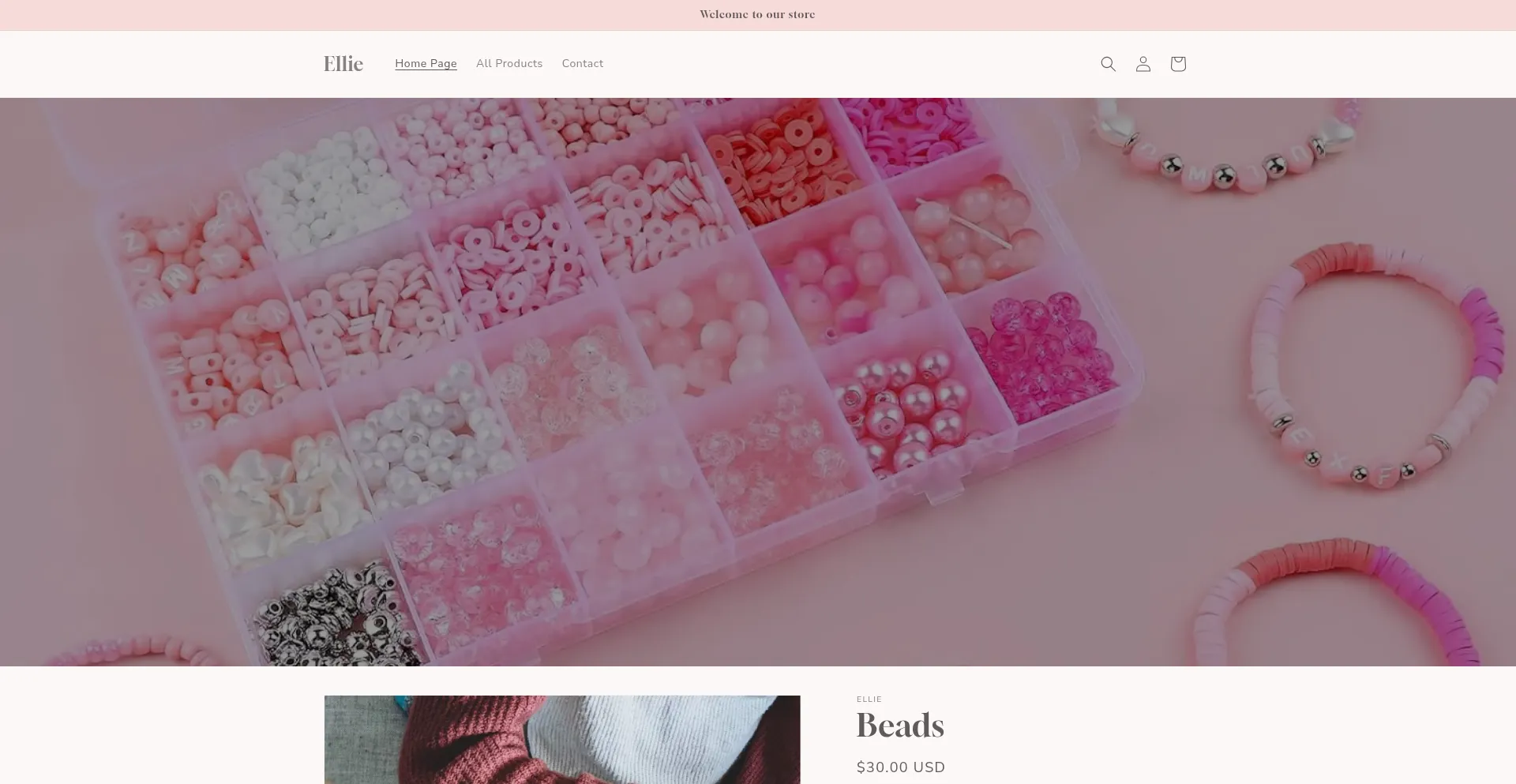 Website screenshot of Elliefashionshop.com