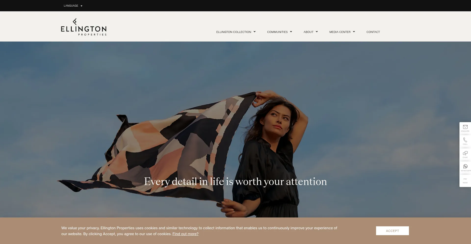 Website screenshot of Ellingtonproperties.ae