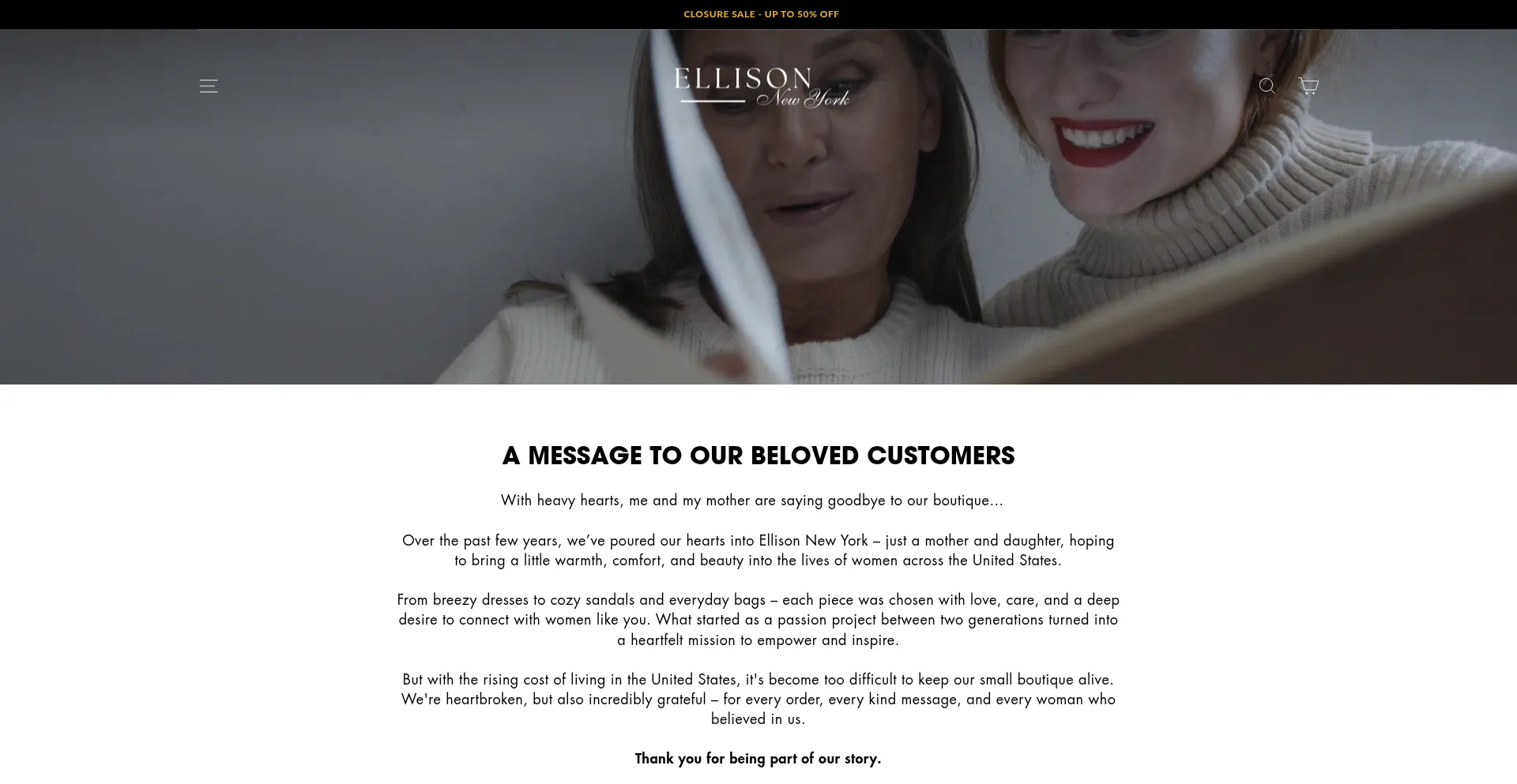 Website screenshot of Ellison-newyork.com