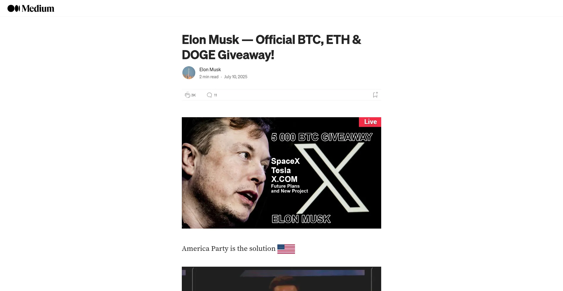 Website screenshot of Elon-xevent.com